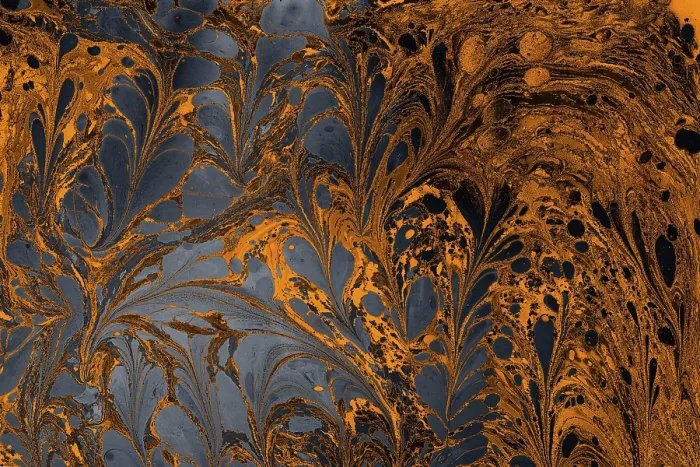 Framed Print : Ebru Marbling Print with Floral Patterns Framed Print : Ebru Marbling Print with Floral Patterns