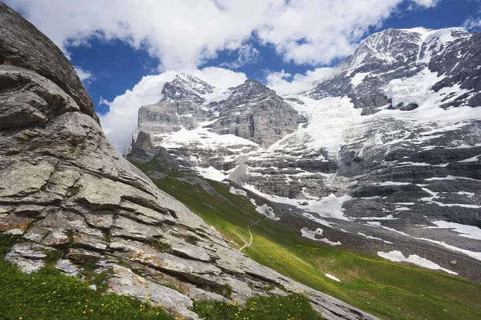 Framed Print : Eiger with Eismeer Slope and Glacier Print, Switzerland