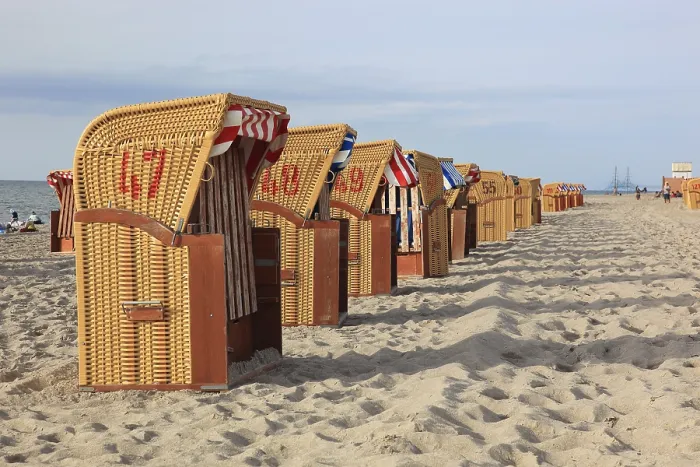 Framed Print : Empty, Locked Beach Chairs - Poel Island Print Framed Print : Empty, Locked Beach Chairs - Poel Island Print