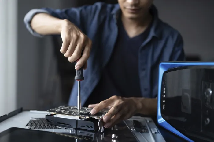 Framed Print : IT Engineer Installing Motherboard Print Framed Print : IT Engineer Installing Motherboard Print