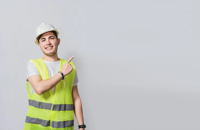 Framed Print : Builder Engineer Pointing to the Right Print Framed Print : Builder Engineer Pointing to the Right Print