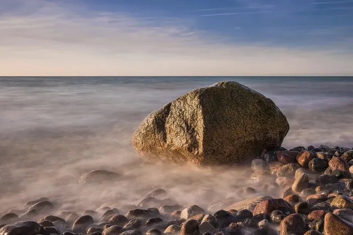 Framed Print : Erratic Boulder Print on Baltic Coast Framed Print : Erratic Boulder Print on Baltic Coast
