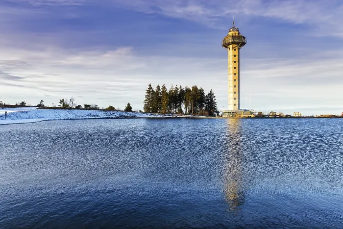 Framed Print : Ettelsberg Lake Print with Observation Tower Framed Print : Ettelsberg Lake Print with Observation Tower