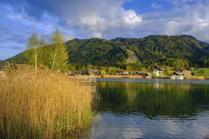 Framed Print : Evening atmosphere at the Weiensee Print, Carinthia, Austria Framed Print : Evening atmosphere at the Weiensee Print, Carinthia, Austria