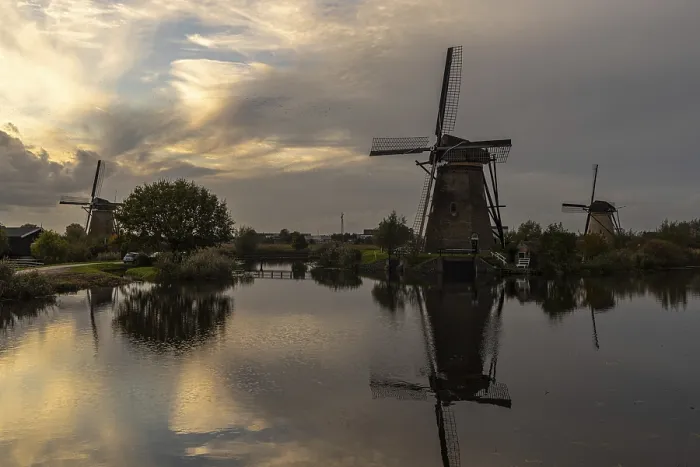 Framed Print : Evening Print of Kinderdijk Windmills in Netherlands