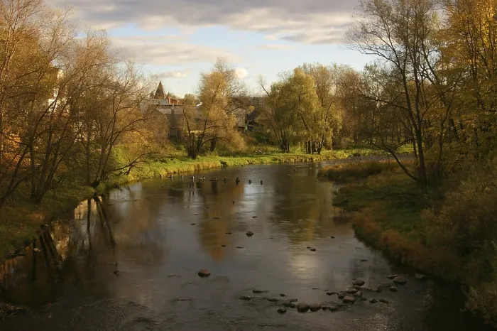 Framed Print : Evening by the River in Pskov Print Framed Print : Evening by the River in Pskov Print