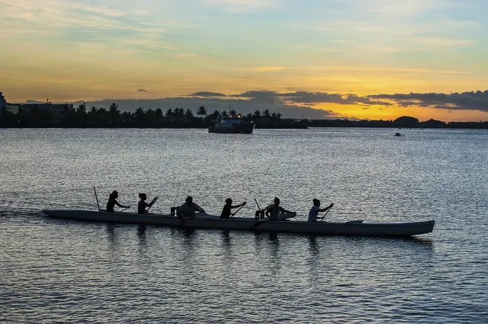 Framed Print : Evening Rowing Print in Apia Bay, Samoa Framed Print : Evening Rowing Print in Apia Bay, Samoa