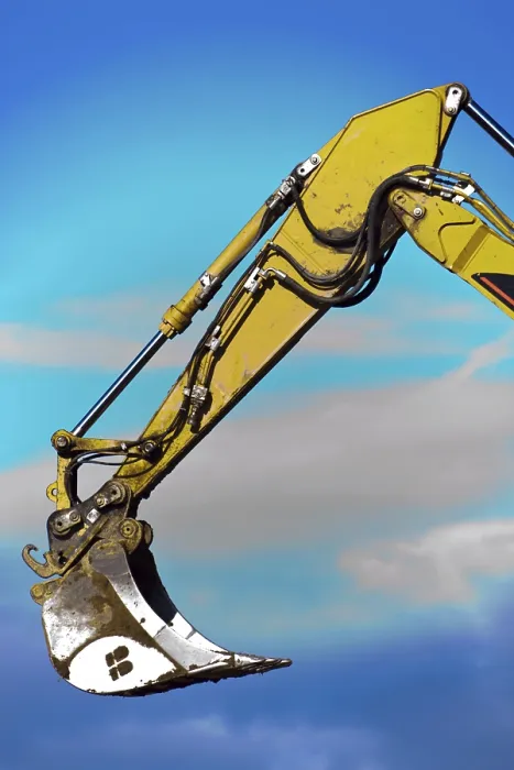Framed Print : An Excavator on a Construction Site - Print