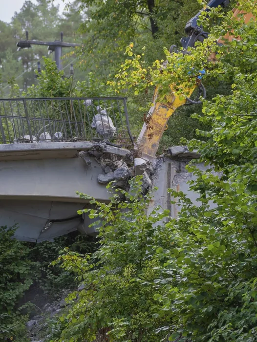 Framed Print : Bridge Demolition in Calw, Germany - Print Framed Print : Bridge Demolition in Calw, Germany - Print