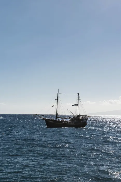 Framed Print : Tenerife Excursion Boat Print with Pirate Flag Framed Print : Tenerife Excursion Boat Print with Pirate Flag