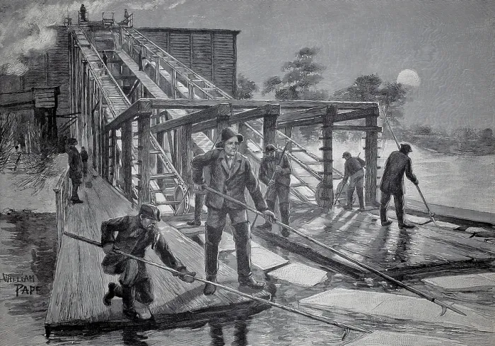 Framed Print : Extraction of Ice for Cooling, circa 1890 Print Framed Print : Extraction of Ice for Cooling, circa 1890 Print