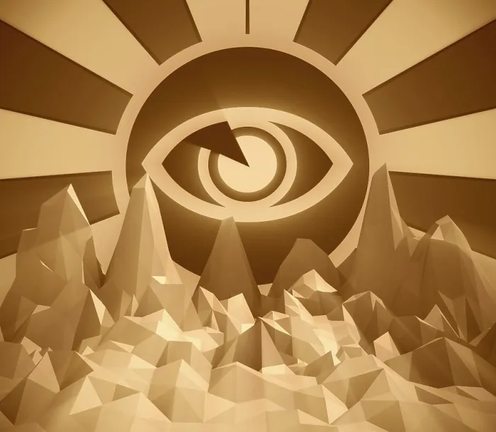 Framed Print : Eye in Sunburst Rays Print - Low Poly Artwork Framed Print : Eye in Sunburst Rays Print - Low Poly Artwork
