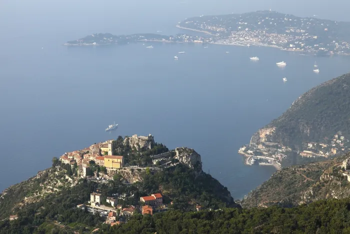 Framed Print : Eze, Print of the Mediterranean Coast, Cote d'Azur, France