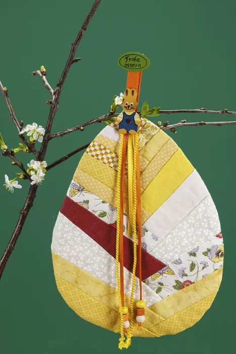 Framed Print : Fabric Easter Egg Print with Cherry Branch Motif Framed Print : Fabric Easter Egg Print with Cherry Branch Motif