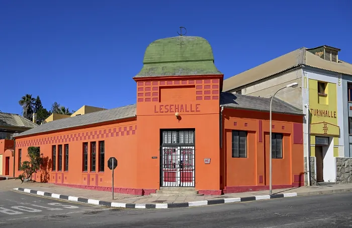 Framed Print : Facade of the former reading hall, Luderitz, Namibia Print Framed Print : Facade of the former reading hall, Luderitz, Namibia Print