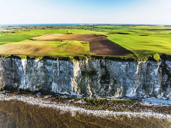 Framed Print : Farm and Fields over Bempton Cliffs Print, Yorkshire, England Framed Print : Farm and Fields over Bempton Cliffs Print, Yorkshire, England