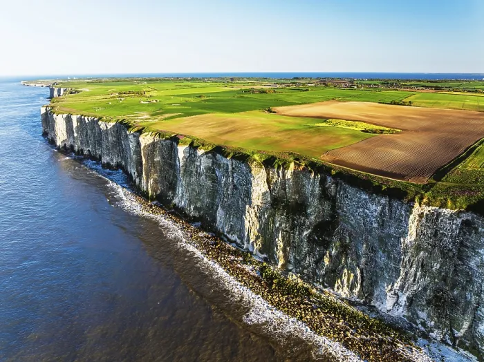 Framed Print : Farm and Fields over Bempton Cliffs Print, Yorkshire Framed Print : Farm and Fields over Bempton Cliffs Print, Yorkshire