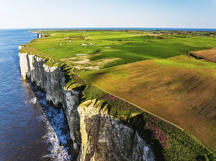 Framed Print : Farm and Fields over Bempton Cliffs Print, Yorkshire, UK Framed Print : Farm and Fields over Bempton Cliffs Print, Yorkshire, UK
