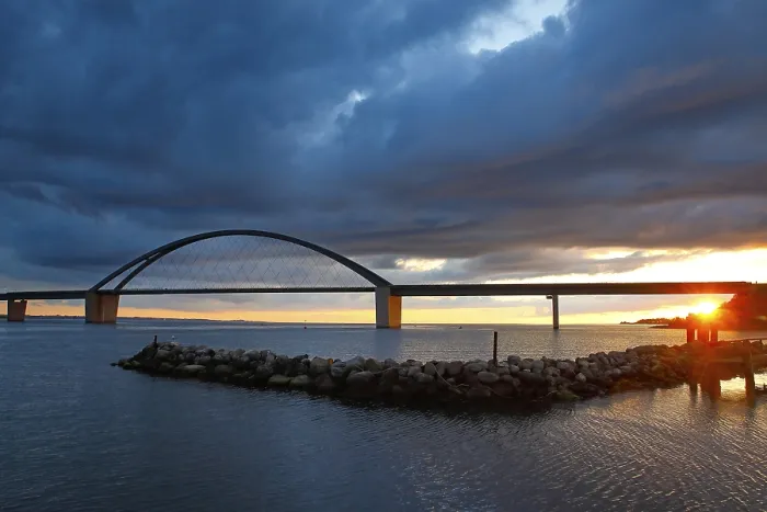 Framed Print : Fehmarnsund Bridge Evening Light Print, Germany