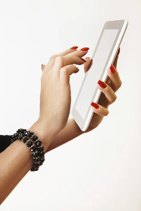 Framed Print : Female Hands with Tablet PC Print Framed Print : Female Hands with Tablet PC Print
