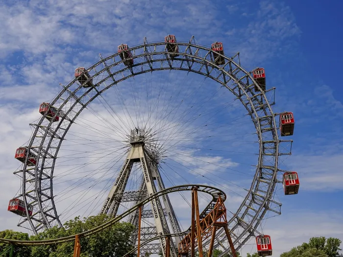 Framed Print : Ferris Wheel and Roller Coaster Print, Wiener Prater, Vienna Framed Print : Ferris Wheel and Roller Coaster Print, Wiener Prater, Vienna