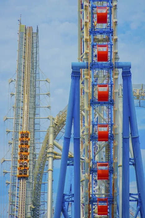 Framed Print : Tokyo Ferris Wheel and Roller Coaster Print Framed Print : Tokyo Ferris Wheel and Roller Coaster Print