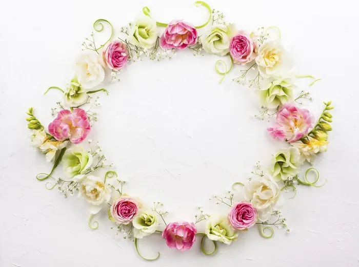 Framed Print : Festive Flower Print on White Background Framed Print : Festive Flower Print on White Background