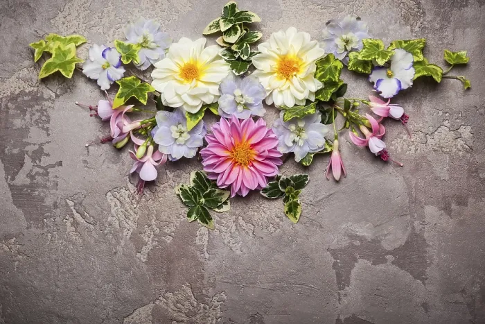 Framed Print : Festive Flower Composition Print - Overhead View Framed Print : Festive Flower Composition Print - Overhead View