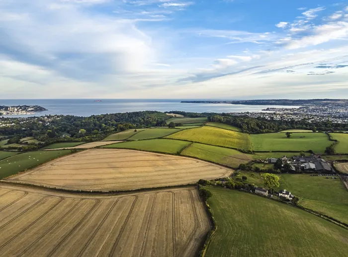 Framed Print : Devon Farmland Print from Drone, UK Framed Print : Devon Farmland Print from Drone, UK