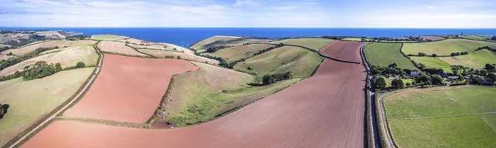 Framed Print : Devon Farmland Print from Drone, UK Framed Print : Devon Farmland Print from Drone, UK