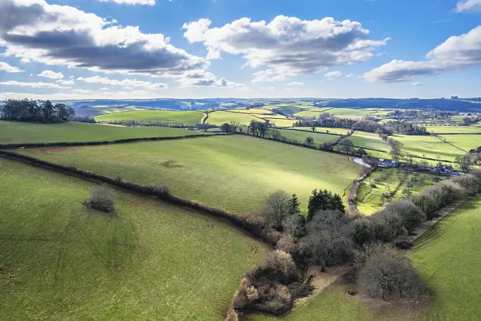 Framed Print : Devon Farmlands Spring Drone Print, England Framed Print : Devon Farmlands Spring Drone Print, England