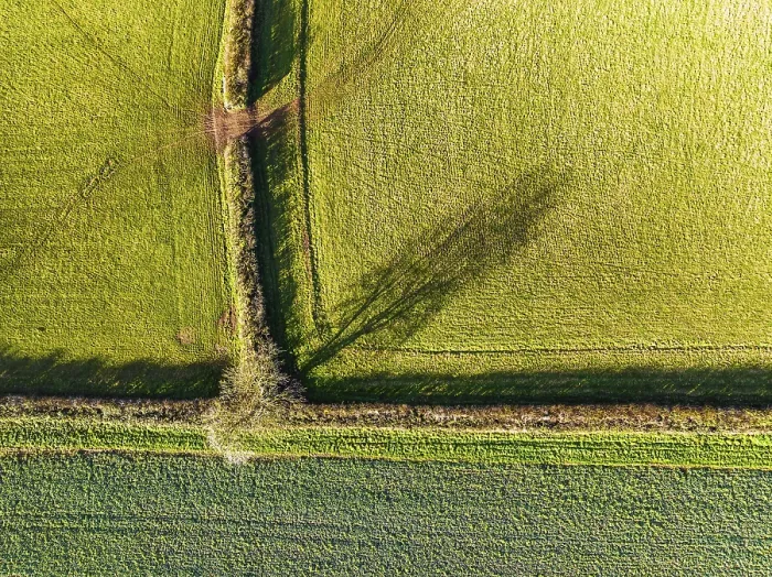 Framed Print : Top Down over Fields and Farms Drone Print, Devon UK Framed Print : Top Down over Fields and Farms Drone Print, Devon UK