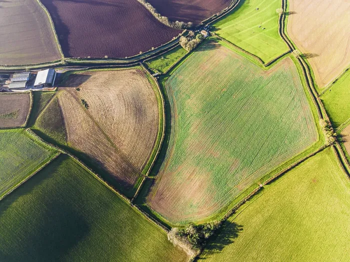 Framed Print : Top Down Print of Devon Fields and Farms from a Drone Framed Print : Top Down Print of Devon Fields and Farms from a Drone