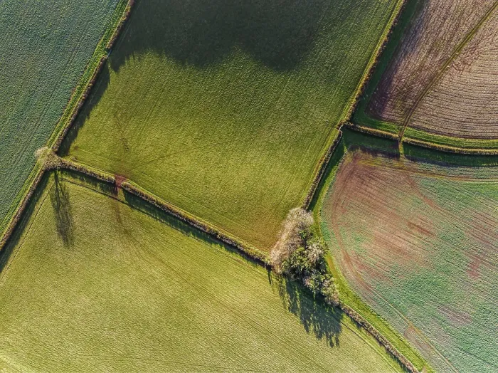 Framed Print : Devon Landscape Print - Top Down View from a Drone