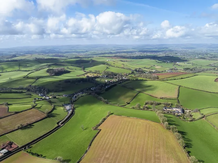 Framed Print : Devon Fields and Farms Drone Print, England Framed Print : Devon Fields and Farms Drone Print, England