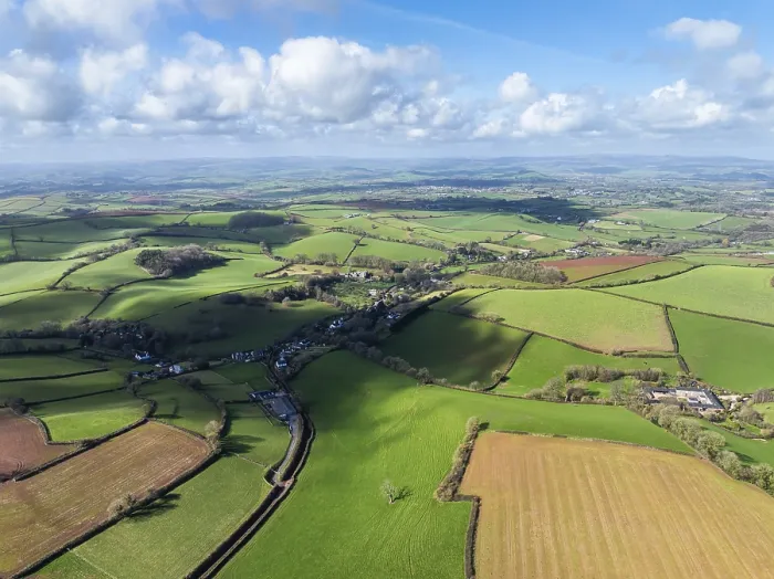 Framed Print : Devon Fields and Farms Drone Print, England Framed Print : Devon Fields and Farms Drone Print, England