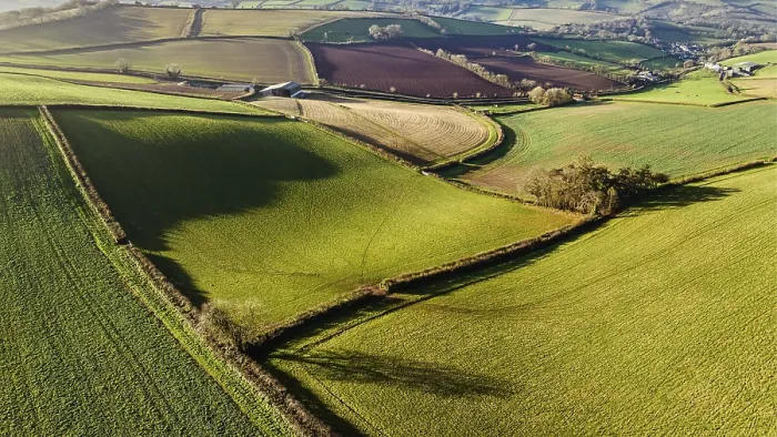 Framed Print : Devon Fields and Farms Drone Print, England Framed Print : Devon Fields and Farms Drone Print, England