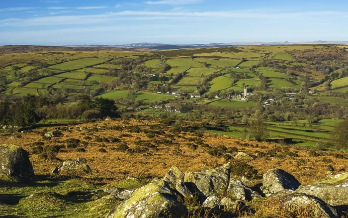 Framed Print : Haytor Rocks Fields and Meadows Print, Devon, England Framed Print : Haytor Rocks Fields and Meadows Print, Devon, England