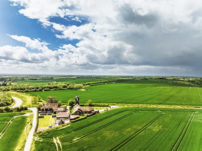Framed Print : Fields and Windmill Print from a Drone, Kent, England Framed Print : Fields and Windmill Print from a Drone, Kent, England