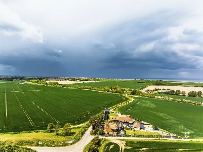 Framed Print : Fields and Windmill Print from a Drone, Kent, England Framed Print : Fields and Windmill Print from a Drone, Kent, England