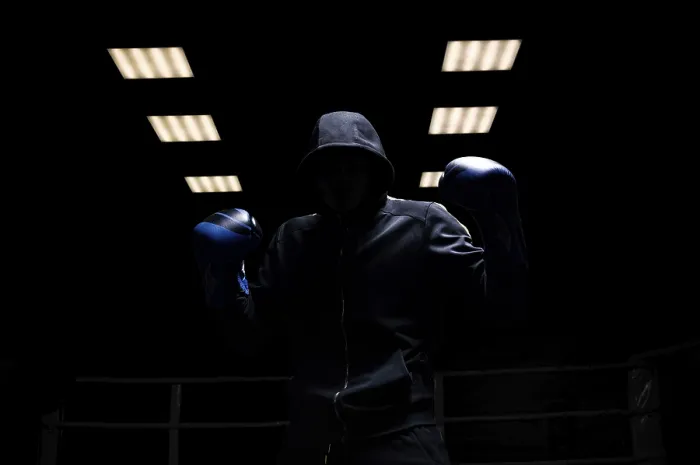 Framed Print : Boxer Standing with Hands Up - Print Framed Print : Boxer Standing with Hands Up - Print