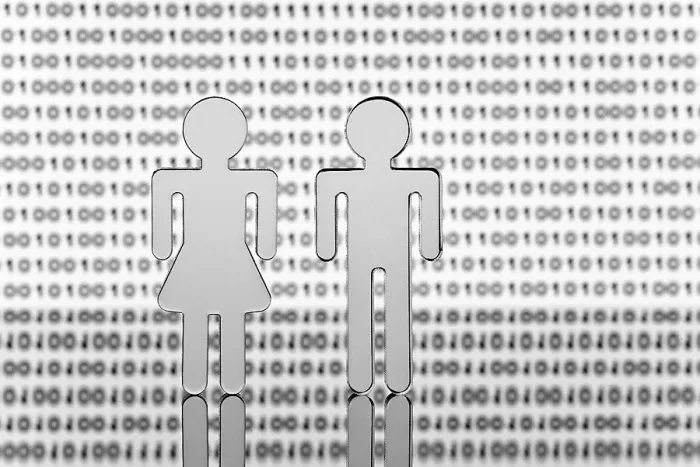 Framed Print : Two Figures in Front of Binary Code Print Framed Print : Two Figures in Front of Binary Code Print