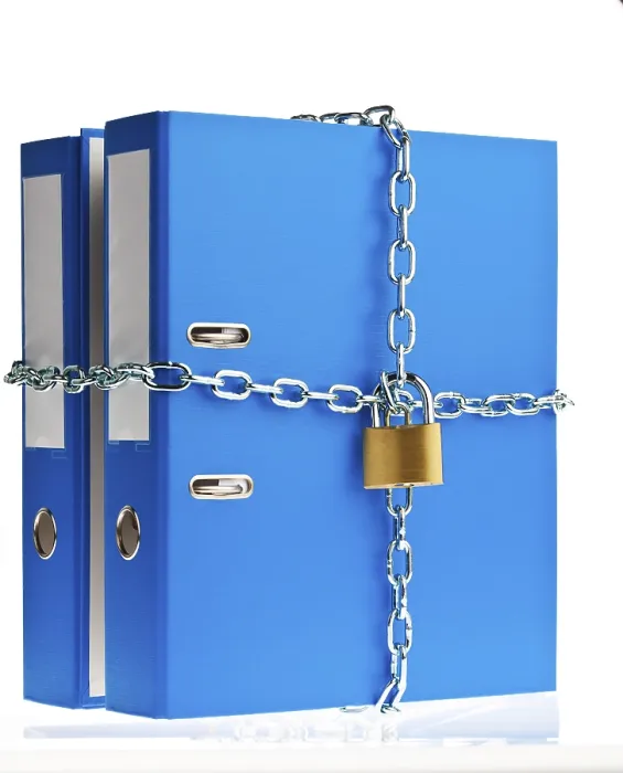 Framed Print : Locked File Folder Print - Data Security Measures Framed Print : Locked File Folder Print - Data Security Measures