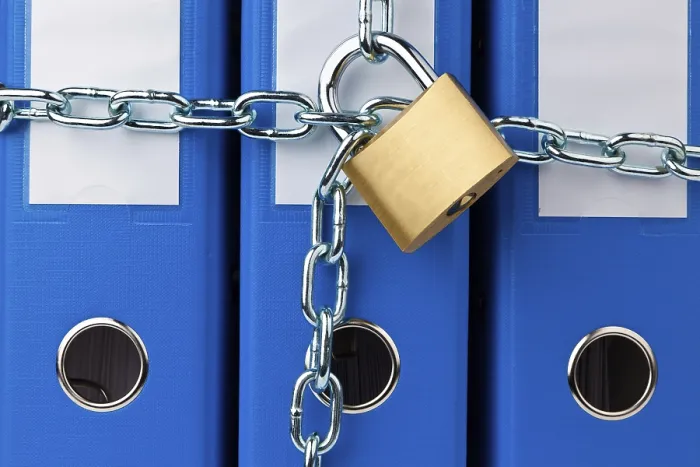 Framed Print : File Folder with Chain and Padlock Print - Data Security Framed Print : File Folder with Chain and Padlock Print - Data Security