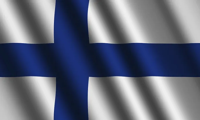 Framed Print : The Finnish Flag Flying in the Wind Print Framed Print : The Finnish Flag Flying in the Wind Print
