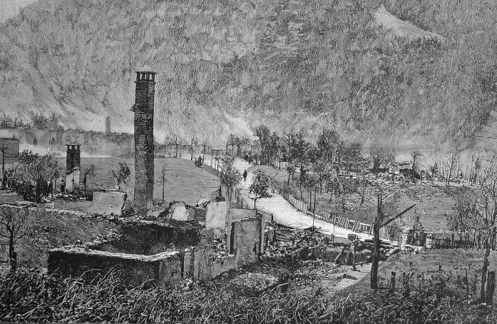 Framed Print : After the Fire in Grindelwald Print, 1893 Framed Print : After the Fire in Grindelwald Print, 1893