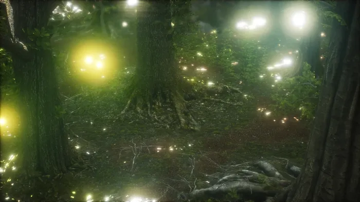 Framed Print : Firefly in Flight Print - Green Forest Scene Framed Print : Firefly in Flight Print - Green Forest Scene
