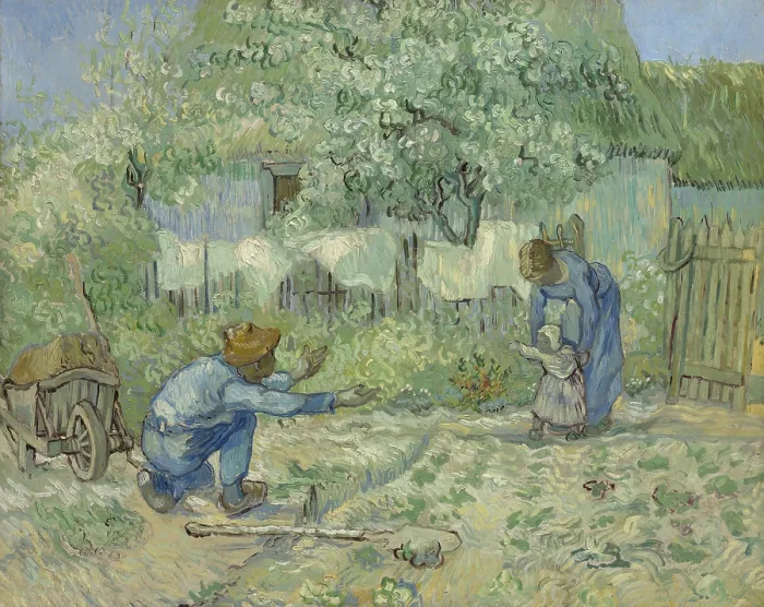 Framed Print : Vincent van Gogh Print: First Steps after Millet (1890) Framed Print : Vincent van Gogh Print: First Steps after Millet (1890)