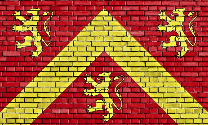 Framed Print : Flag of Anglesey Painted Print on Brick Wall Framed Print : Flag of Anglesey Painted Print on Brick Wall