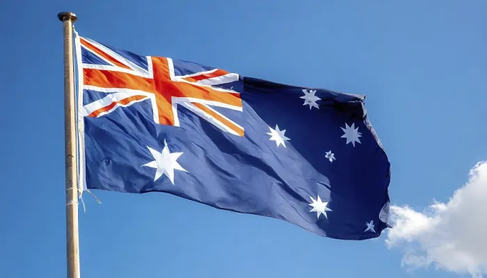 Framed Print : Australia Flag Print Against Blue Sky Framed Print : Australia Flag Print Against Blue Sky